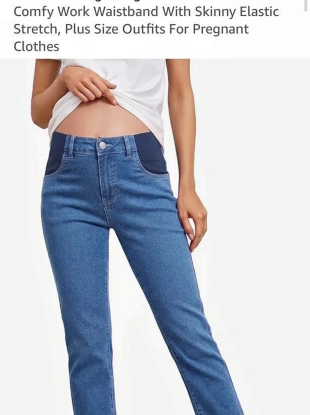 BLENCOT Women Maternity Pants High Waisted Straight Leg Ankle Jeans Maternity